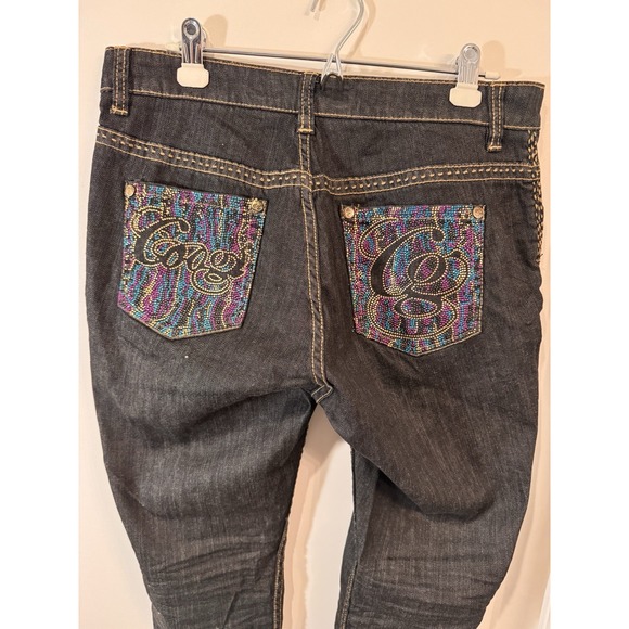 Coogi Embellished‎ Jeans Women's Size 14 Relaxed Embroidered Dark Denim Boot Cut - Picture 1 of 11